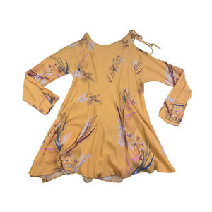 Free People Top Cold Shoulder Long Sleeve Floral Gold Size Large
